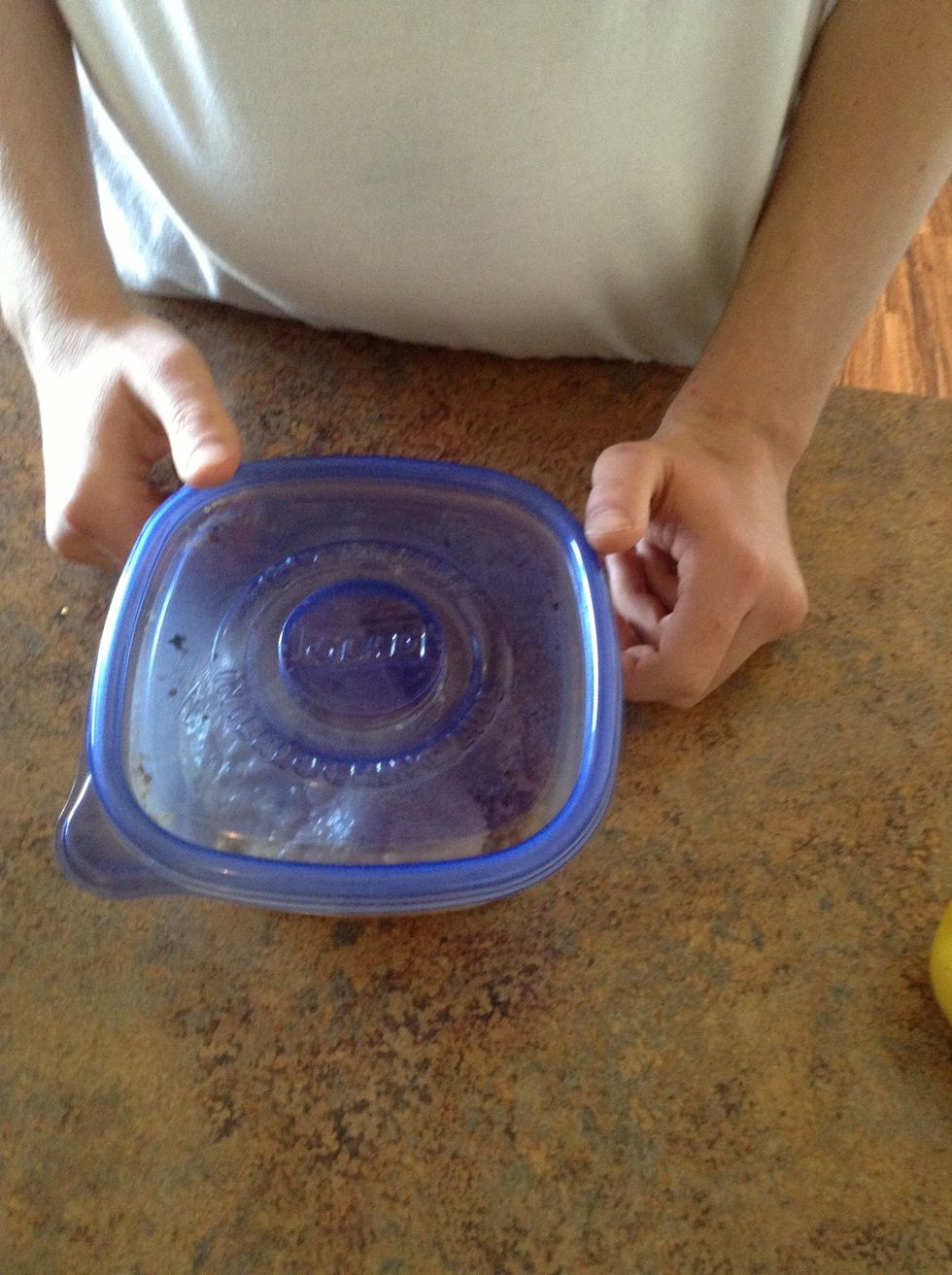 Place lid into Tupperware