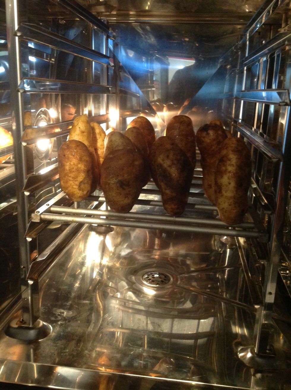 Place loaded Blodgett Potato Spike in Blodgett Combi