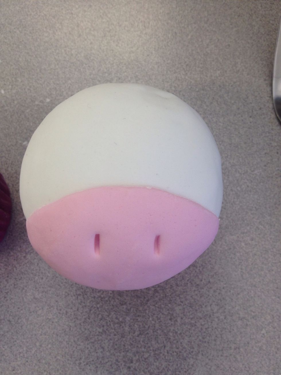 Place marks on the nose for nostrils