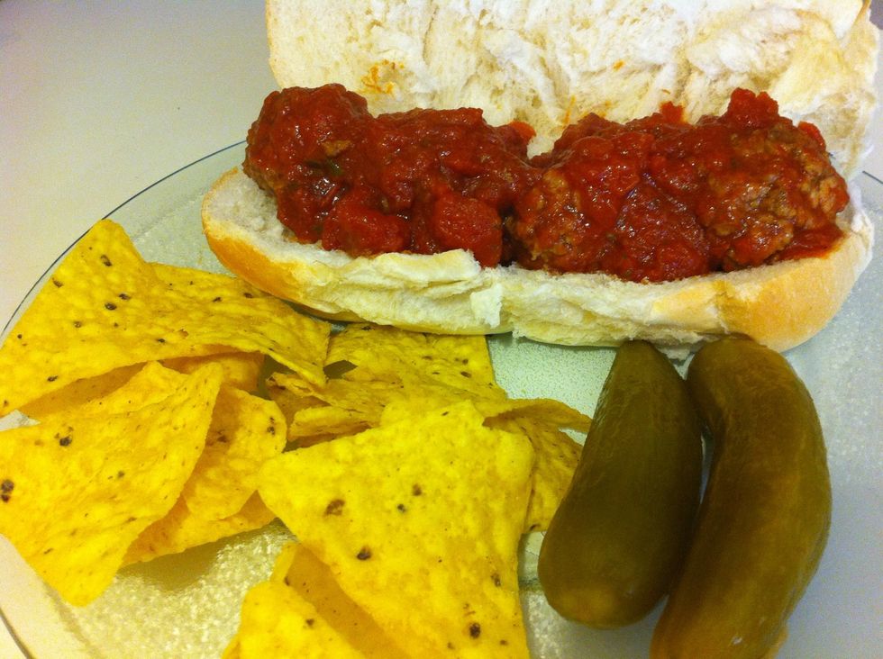 Place meatballs inside a bun.