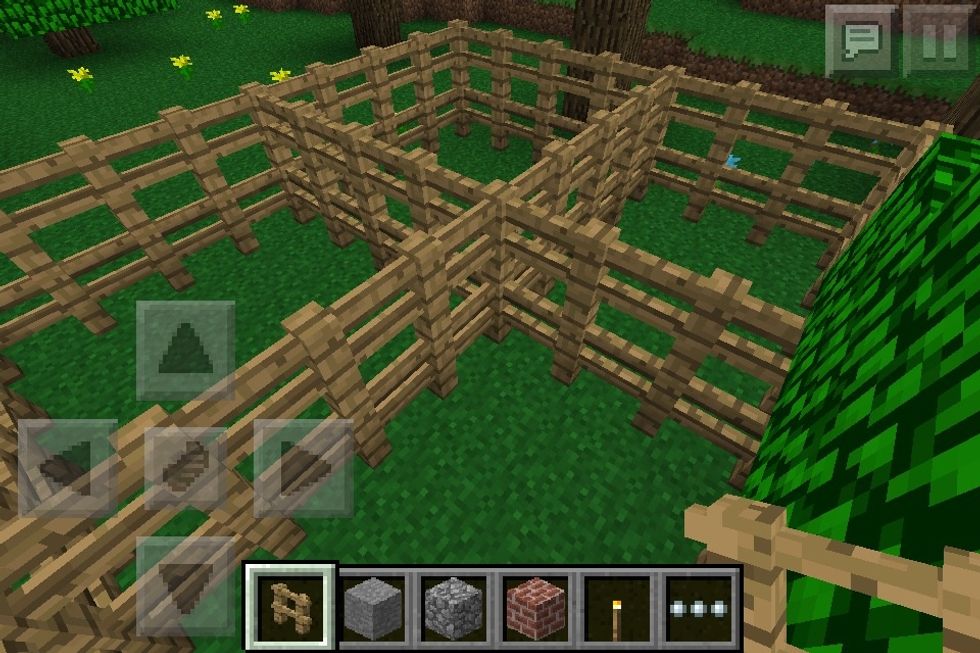 Place more fences in an X position. This acts as a divider. (optional)