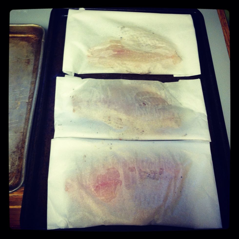 Place on a baking sheet and bake for 12 mins at 425.