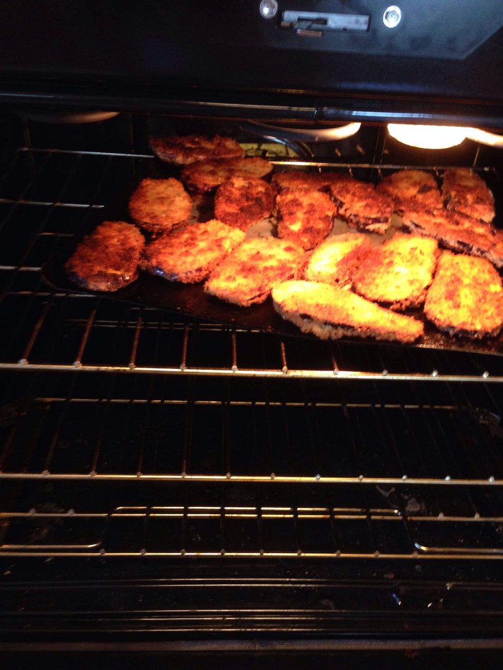 Place on a baking sheet, and put it in a 400 degree oven for 8-10 minutes