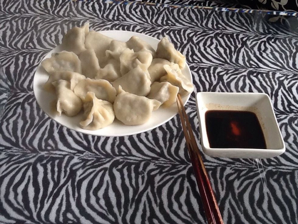 Place on plate and serve with vinegar/your choice of dip and eat