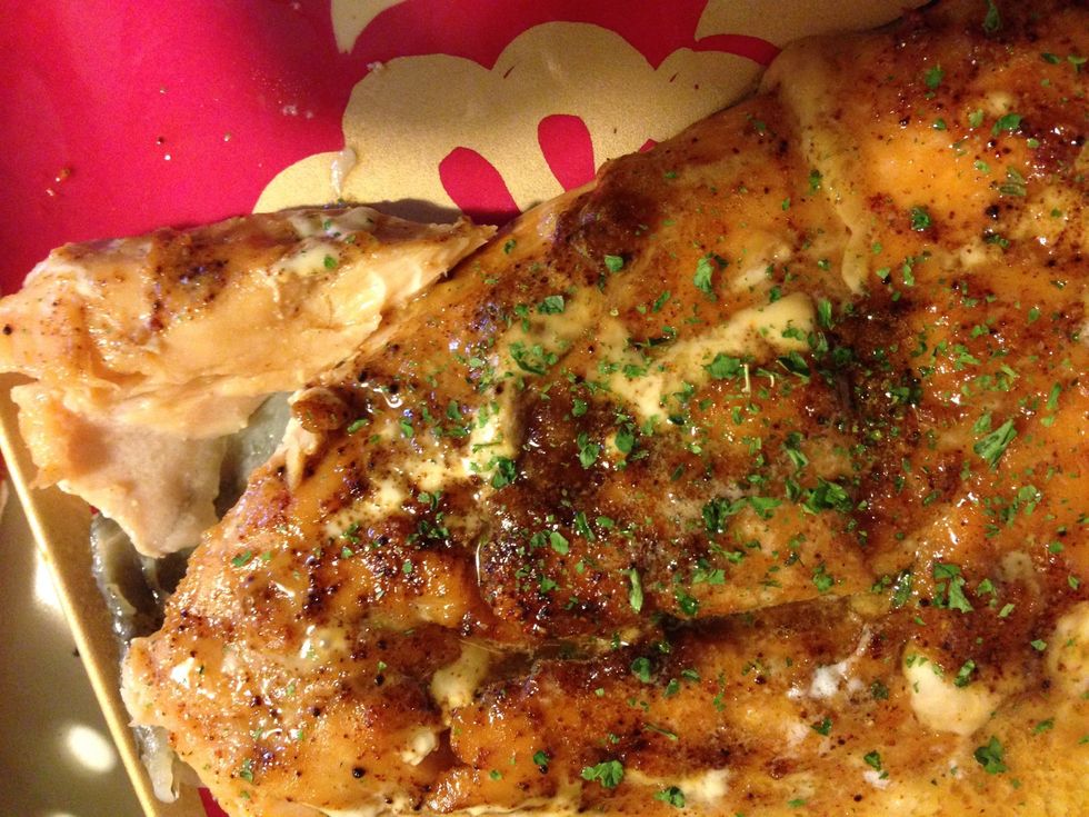 Place on serving dish! Look how tender meat is!!