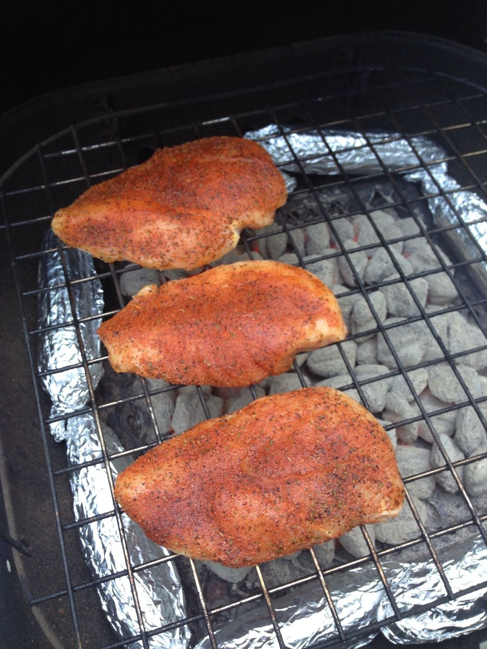 Place on the grill for about 7-9 minutes on each side. Also, notice that I don't use propane. Charcoal is going to gives you WAY better flavors when you're grilling.