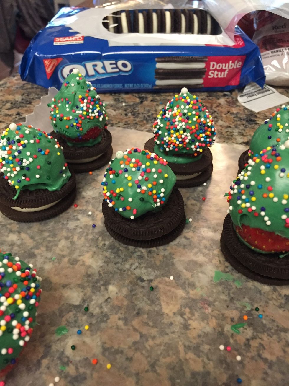 Place on top of an Oreo cookie (use melted chocolate as glue)