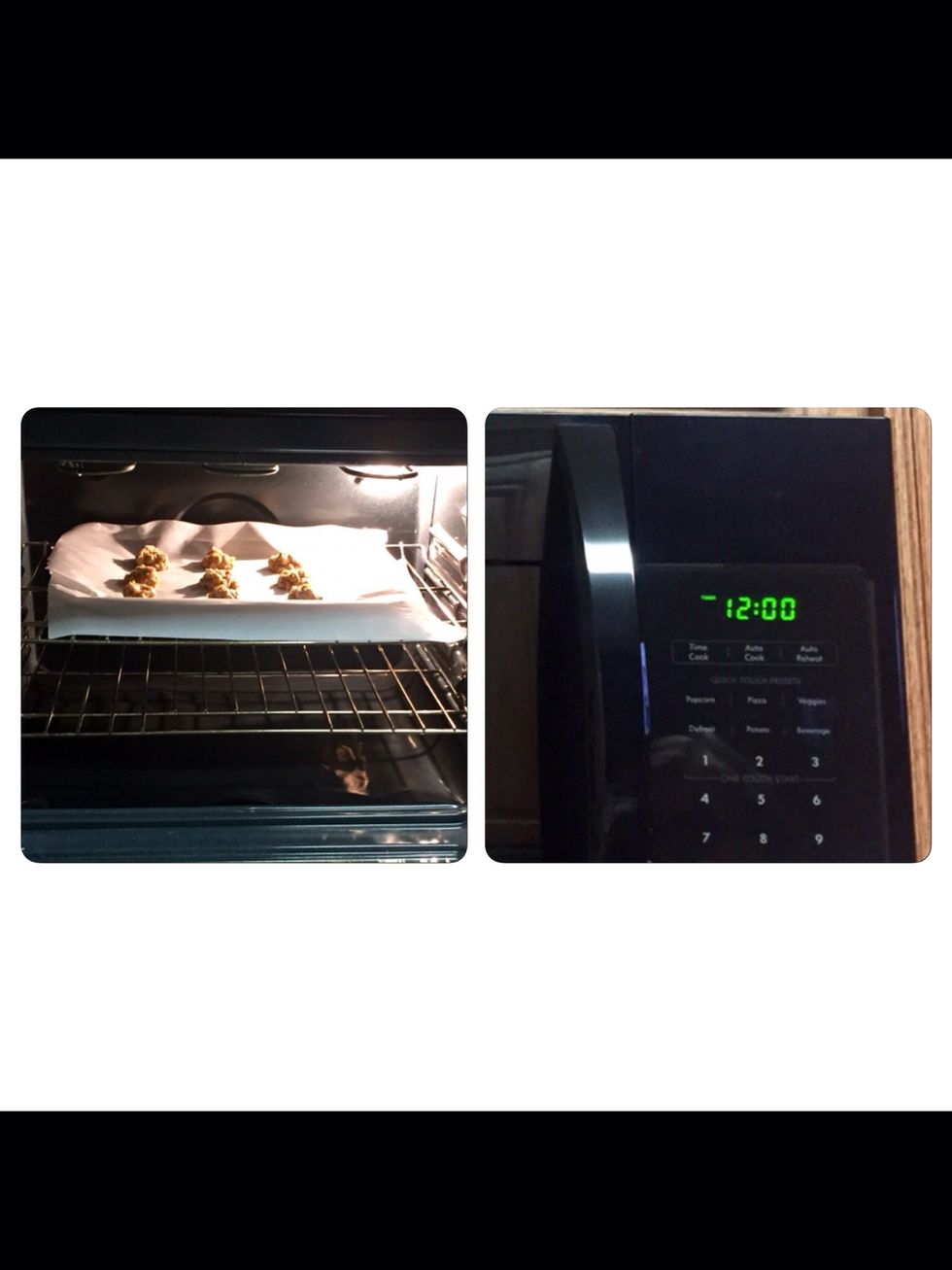 Place pan into oven set at 350 degrees for 12 minutes