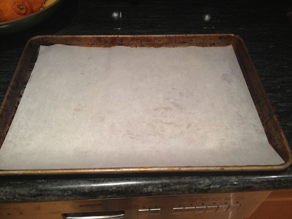 Place parchment paper on a baking sheet. Lightly oil the parchment paper.