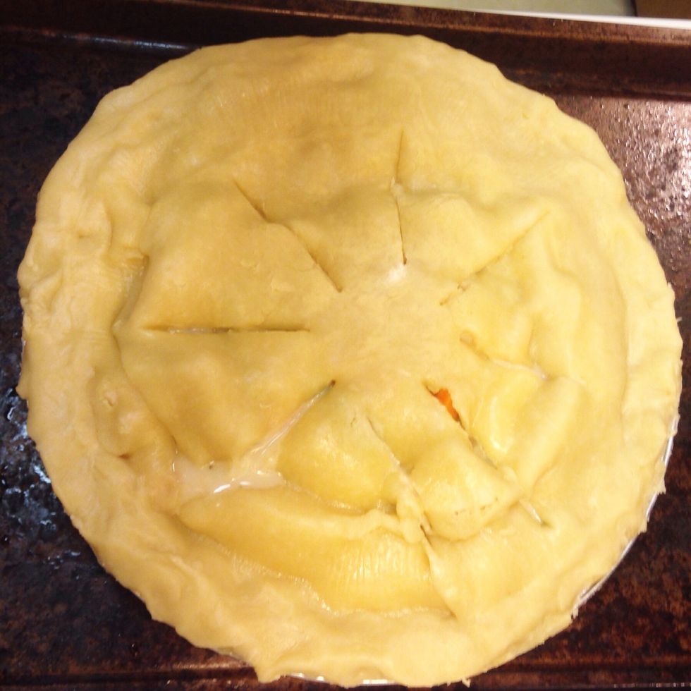 Place pie on a baking sheet for easy removal from oven later on.