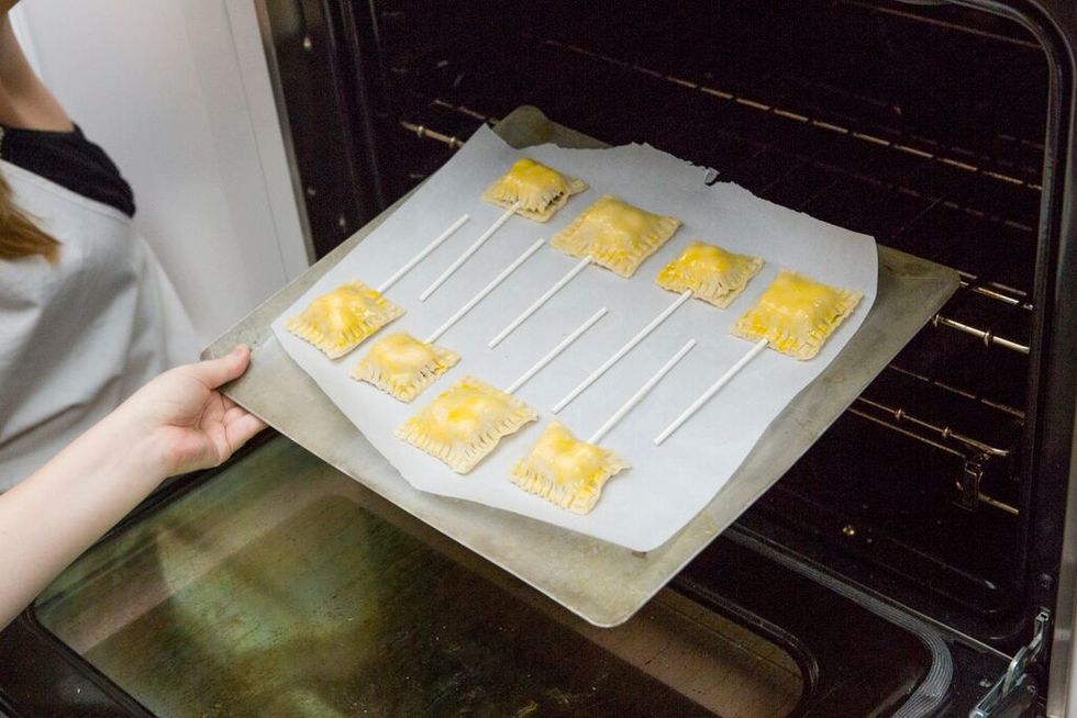 Place pie pops on baking sheet and bake for 14-17 minutes.