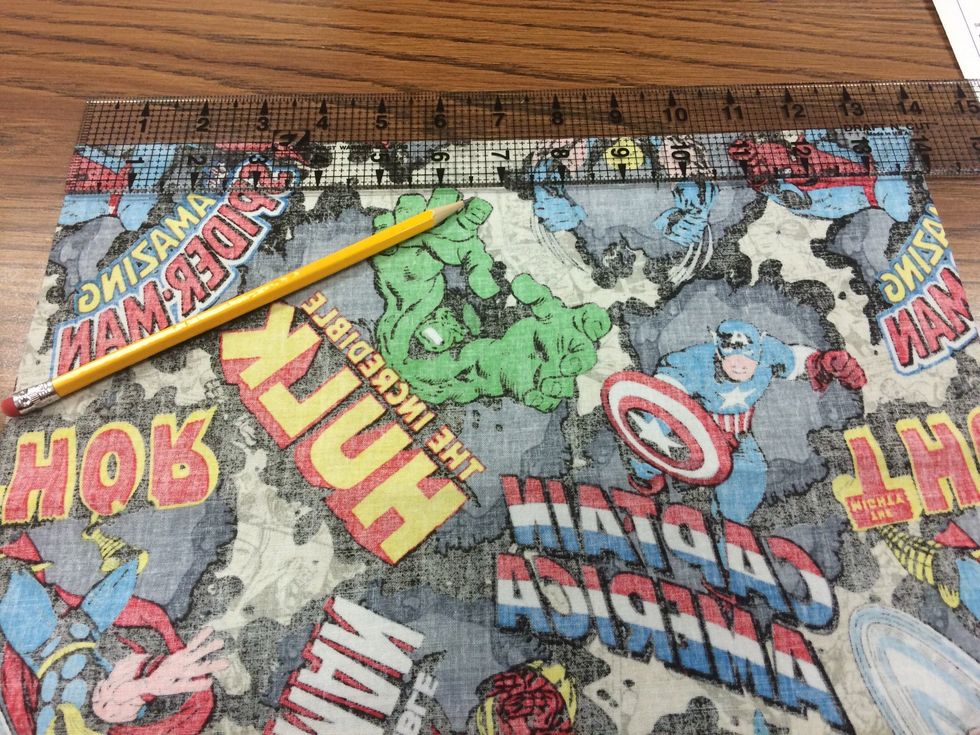 place pocket piece on the wrong side, 2- draw a line on the wrong side 1" from the top - along the long side of the pocket