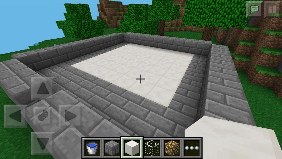 place quartz down like so, marking off the pool area