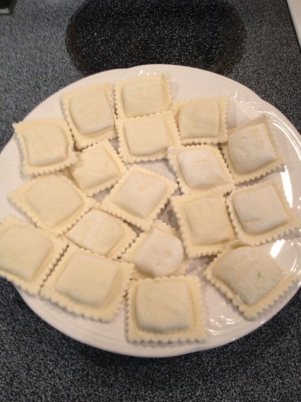 Place ravioli on a plate. If frozen, you can defrost in the microwave (that's what I did!)