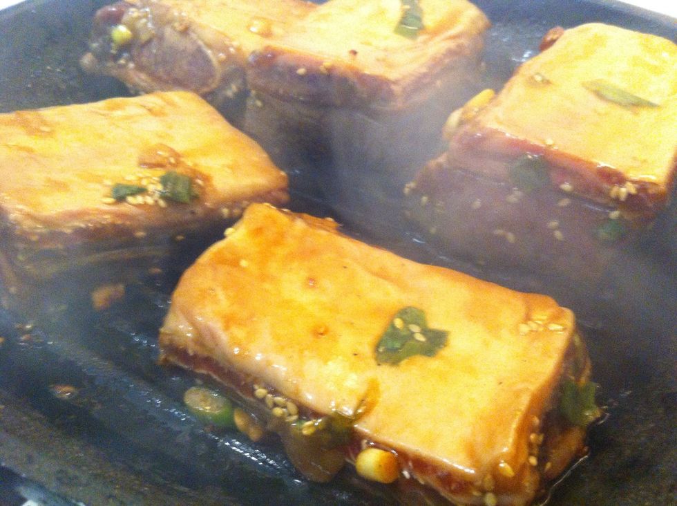 Place ribs face down in pan to brown