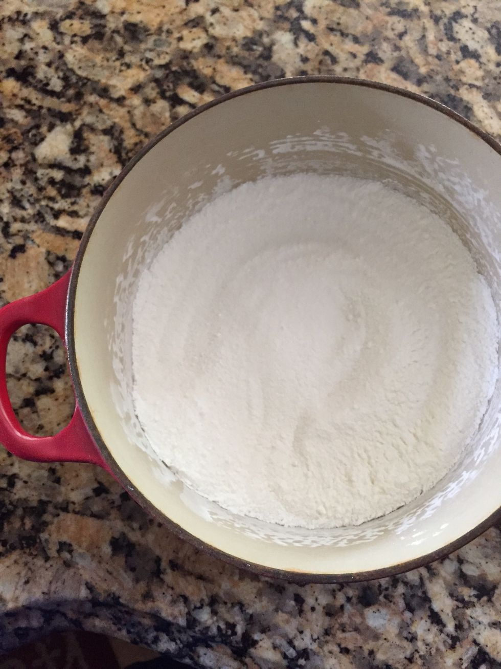 Place shells aside to cool and start filling: 1 cup plus 2 TB sugar, and 1/4 c cornstarch. Mix well in a small pot