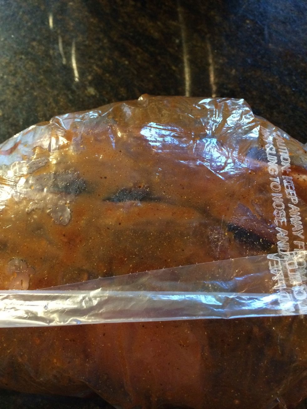 Place short ribs in plastic bag pour in sauce knead, close bag and refrigerate overnight