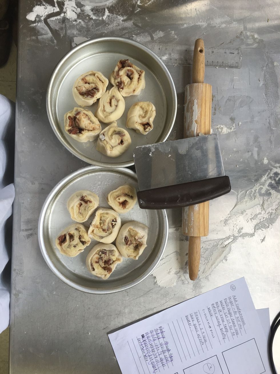 Place six in each round pan.