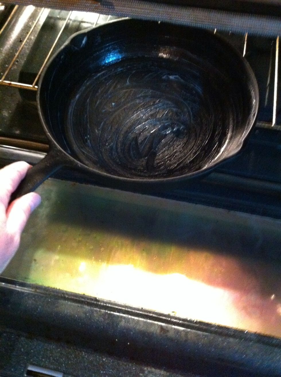 Place skillet in oven while it's preheating.