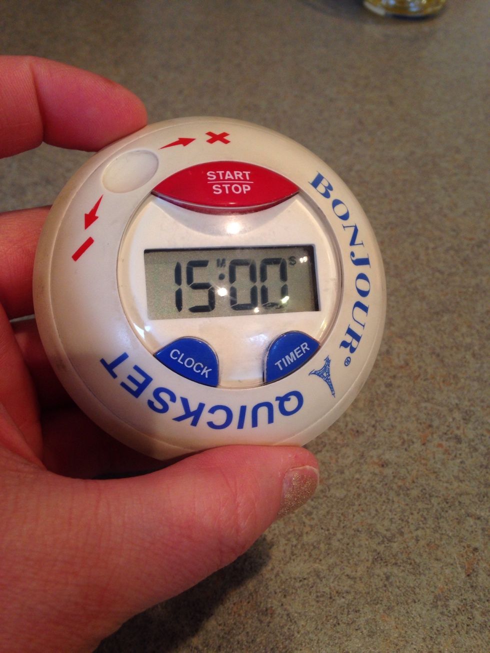 Place skillet in the oven, and set your timer for 15 minutes.