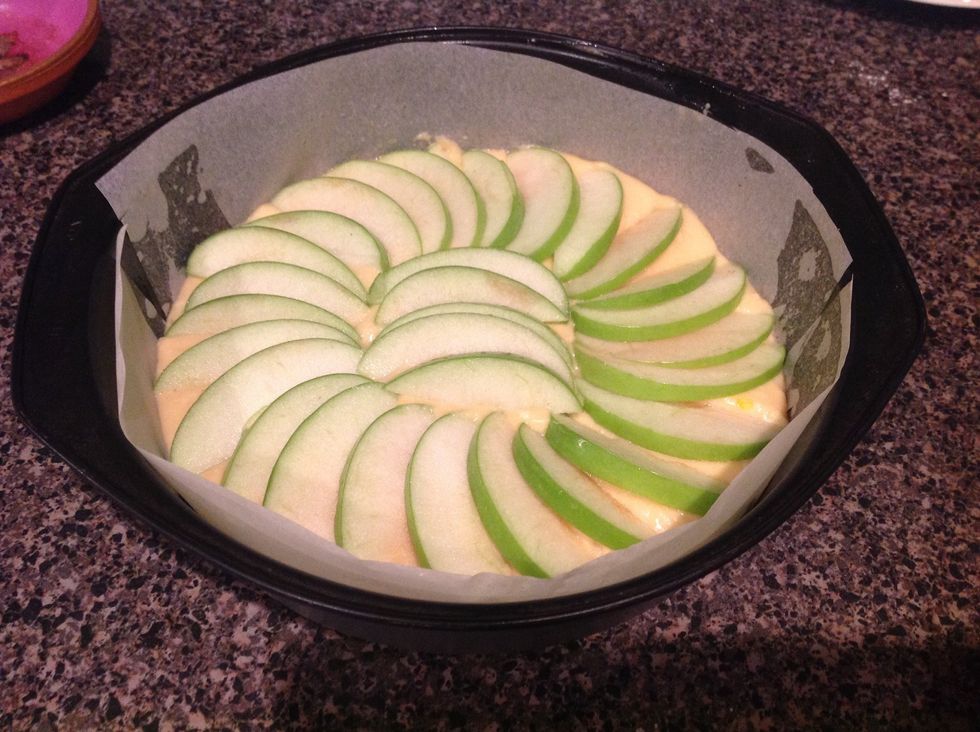 Place sliced apple pieces on top. Place in oven for 25-30 minutes