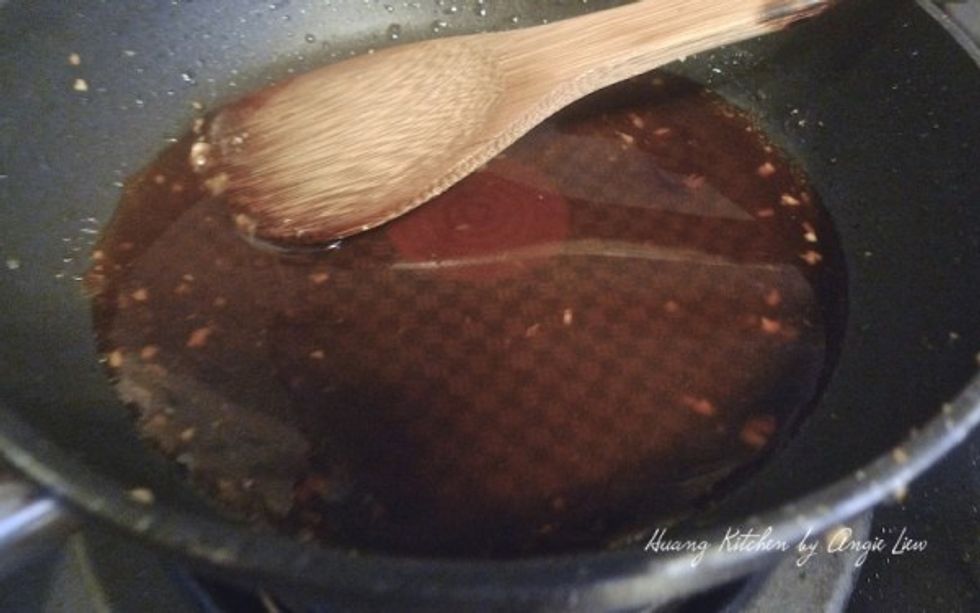 Place some teriyaki marinade in a saucepan. Add a little water. Bring to a boil and simmer the sauce to thick to a syrup perfection.