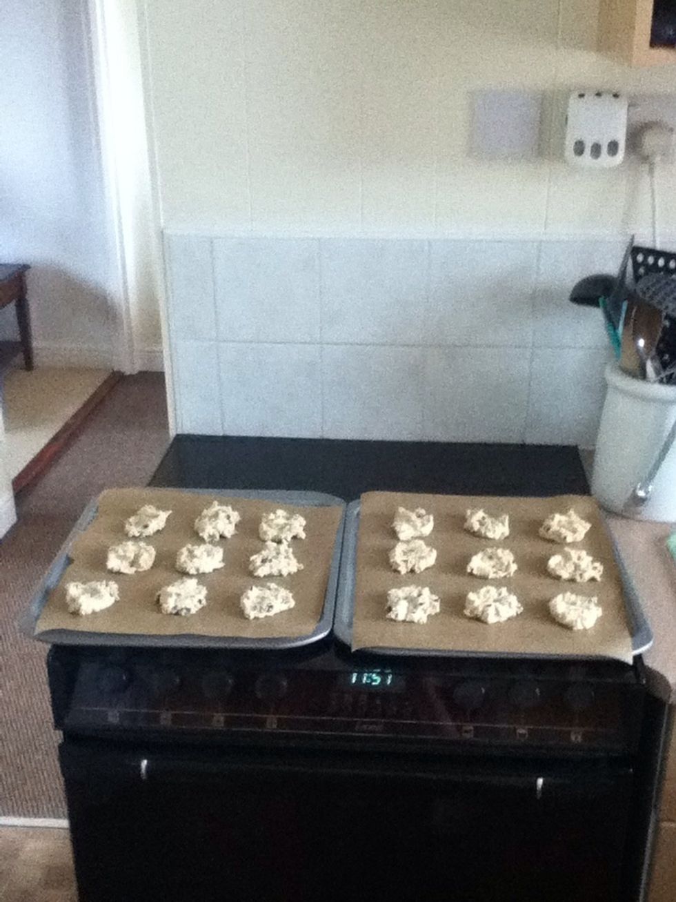 place spoonfuls of the mixture onto the baking trays and bake for 8 to 10 minutes