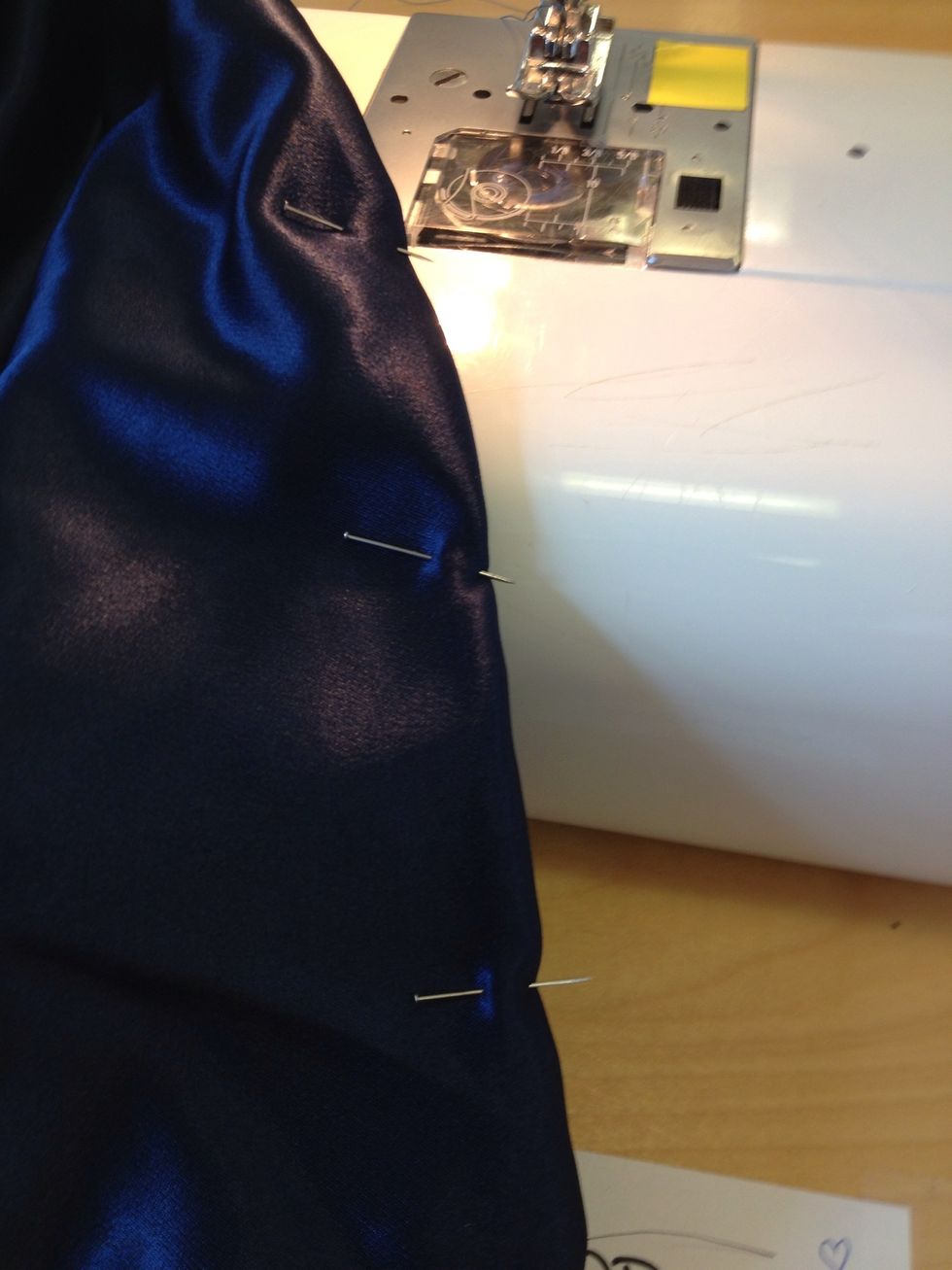 Place straps inside and place outer fabric inside of liner with right sides together.