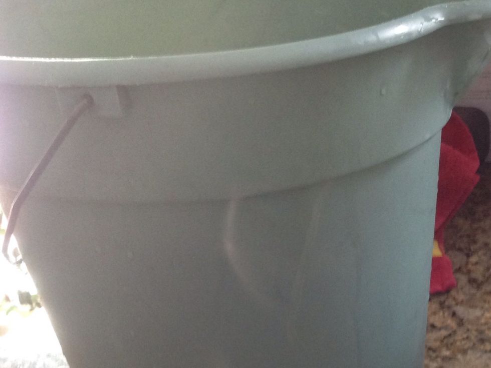 Place t-shirt in bucket and let soak for 48 hours.