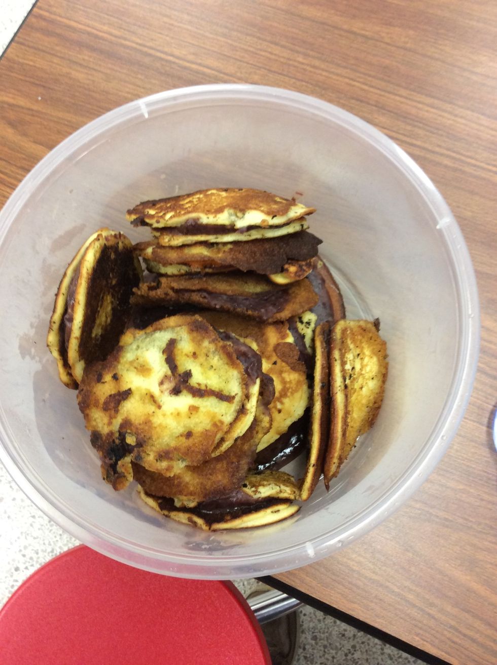 Place tablespoon of paste on one pancake and place another on top of the one with paste seal