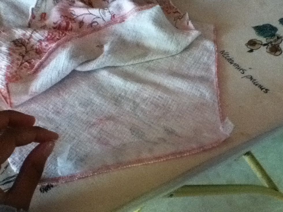 Place tape between fabric layers