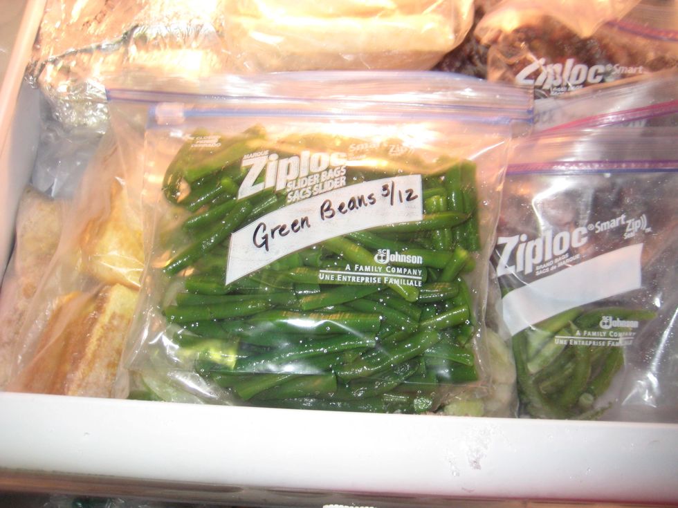 Place the bag laying flat for now to allow the beans to freeze more evenly. When frozen, as little or much can be taken from the freezer bag to prepare and add to recipes.
