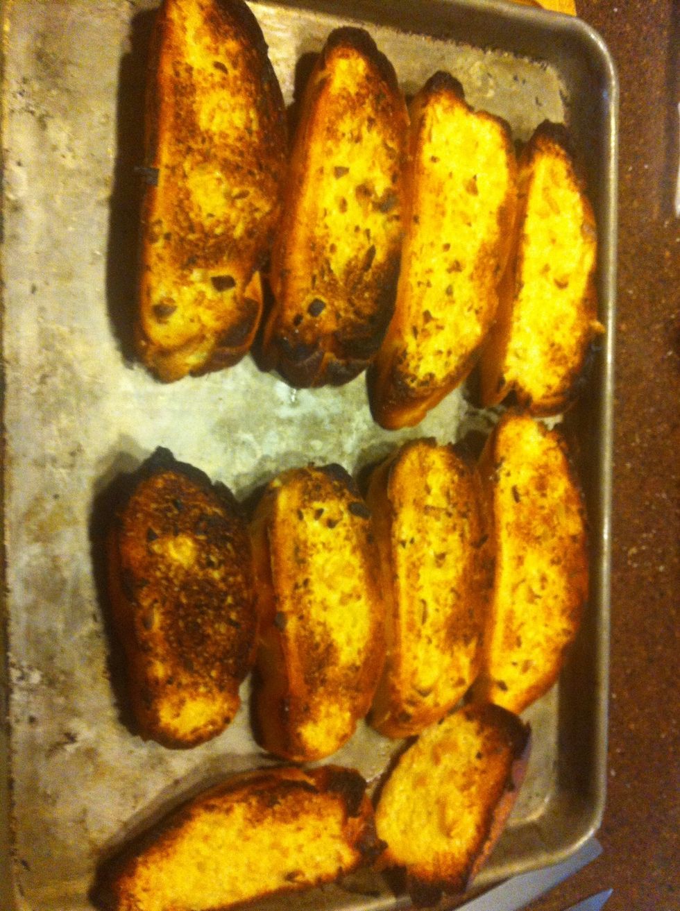 Place the baking sheet in an oven set to broil on high for 3-5 minutes, or until desired toastiness is reached. Eat it while it's hot, man!