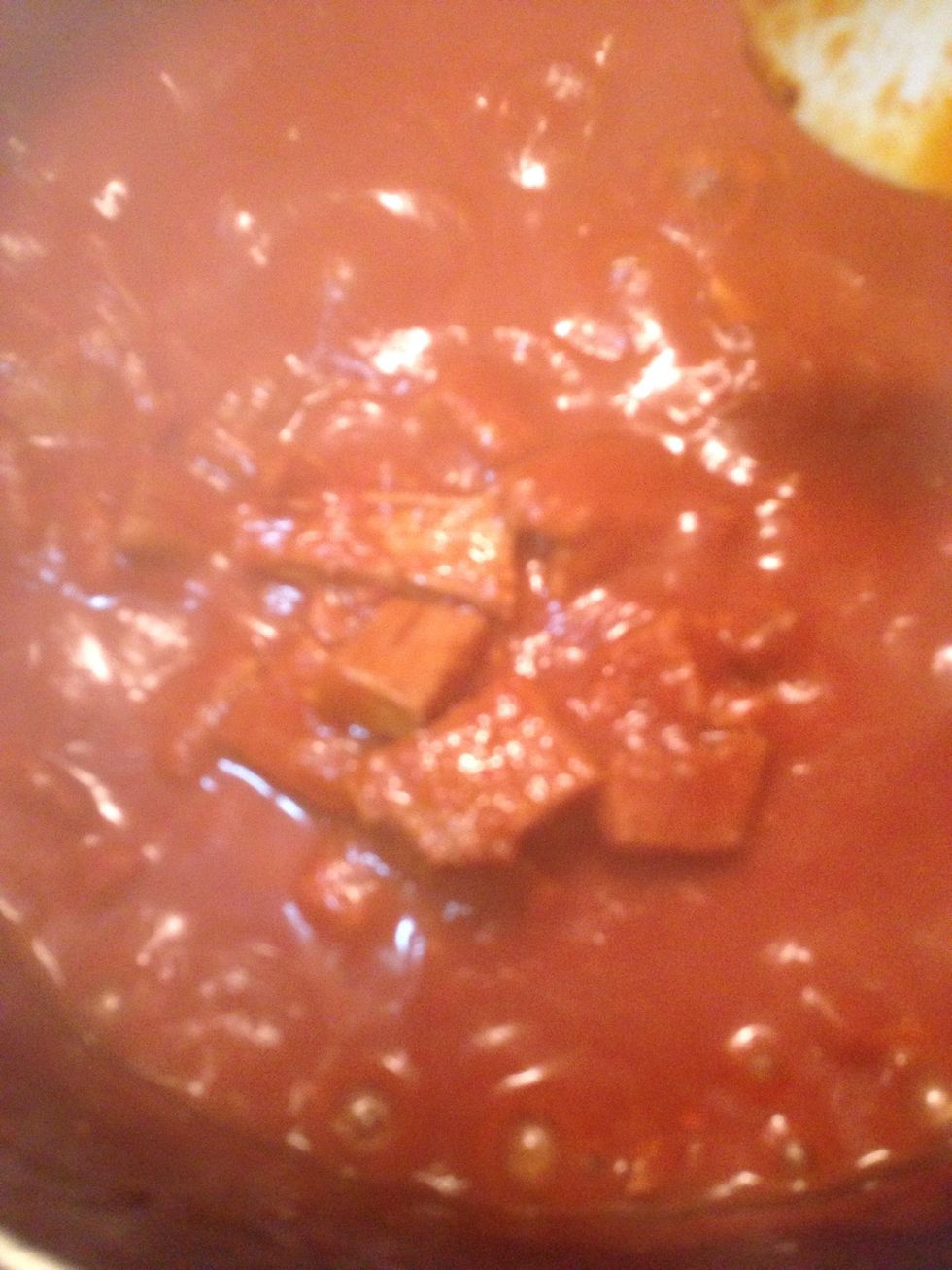 Place the beef cubed with a sauce in it and continue boil it for another 60-75 minutes.