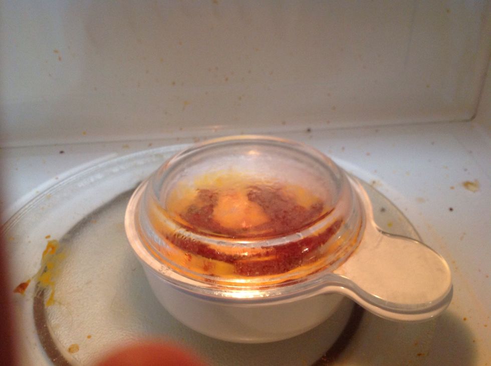 Place the bowl into the microwave and set it for 1 minute