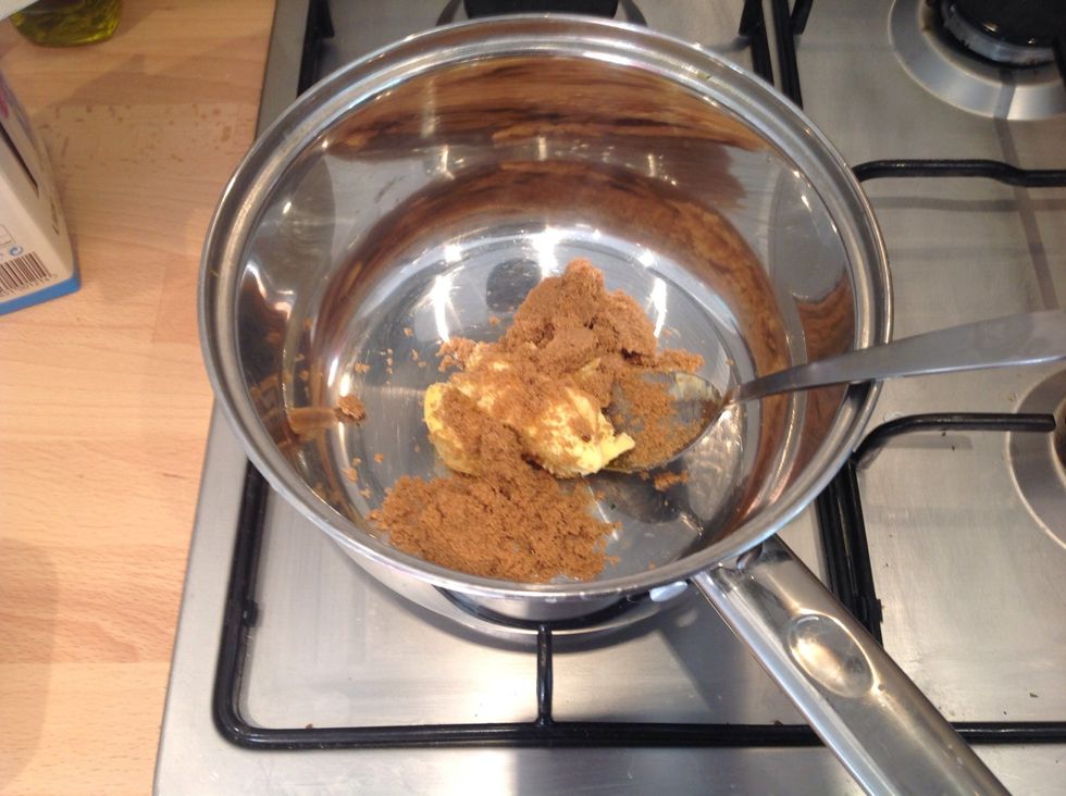Place the butter and sugar in a pan and melt on a low heat