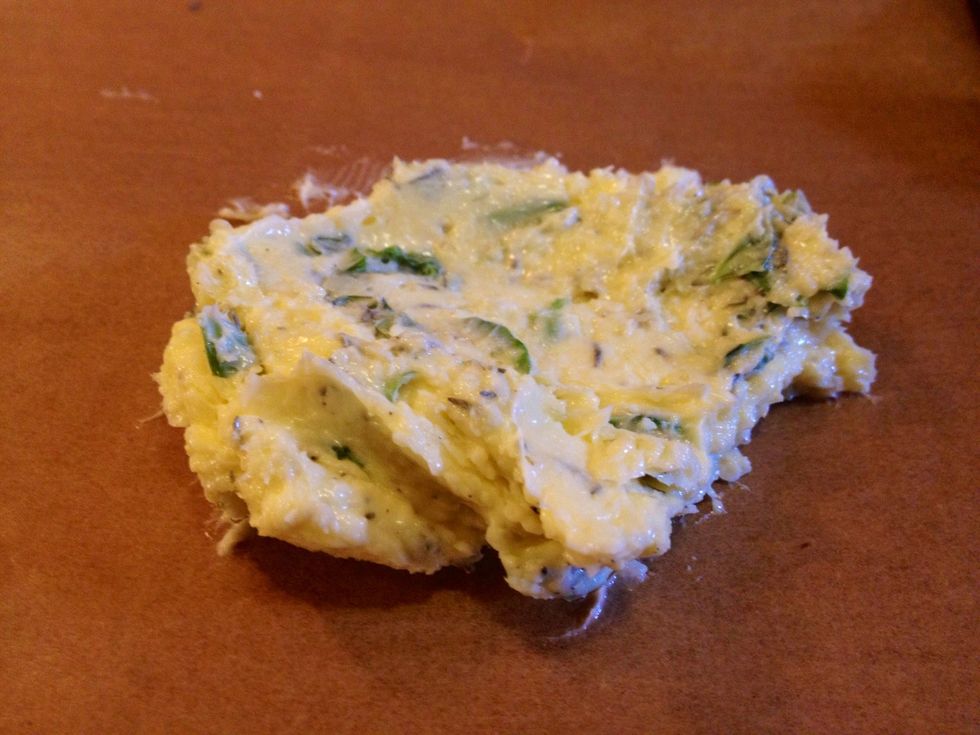 Place the butter on a parchment paper...