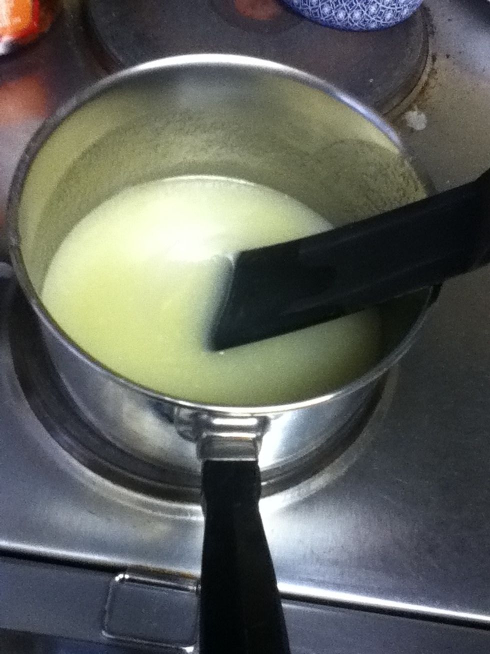Place the butter, sugar, and milk in a medium saucepan and bring to a boil over medium heat. Continue took cook for a minute longer.