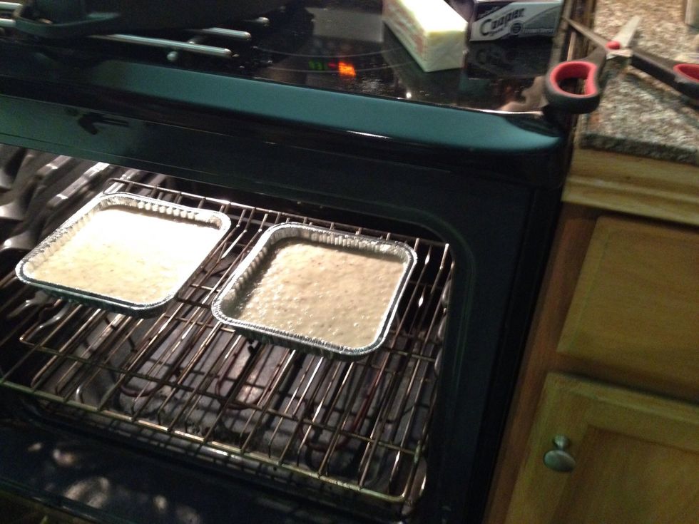 Place the cakes on the middle rack.