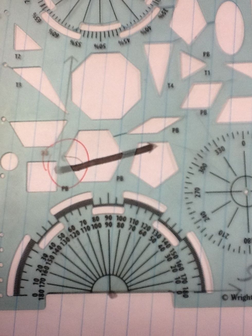 Place the center of the protractor at the end of the ray. Make sure the ray is aligned with the baseline of the protractor.