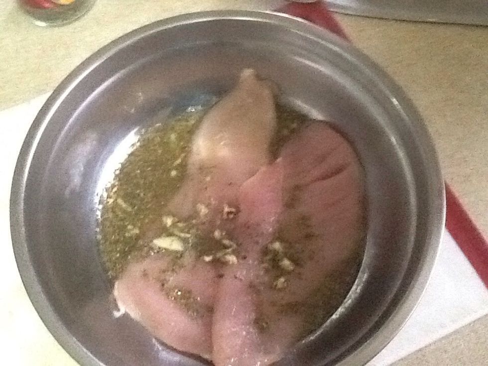 Place the chicken breast into marinate