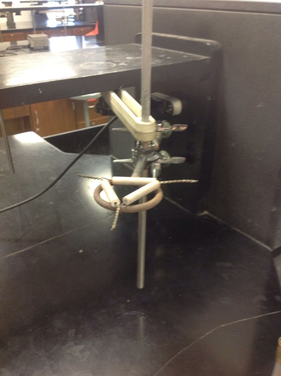 Place the clay triangle on the iron ring.