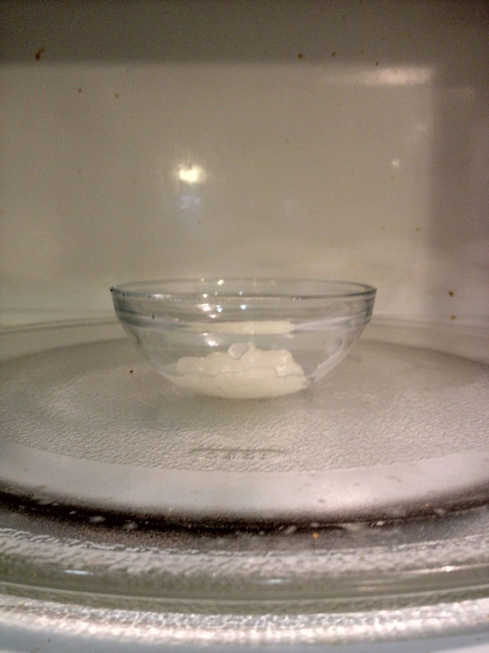 Place the coconut oil in a small microwaveable bowl and cook for about 8 - 10 seconds.