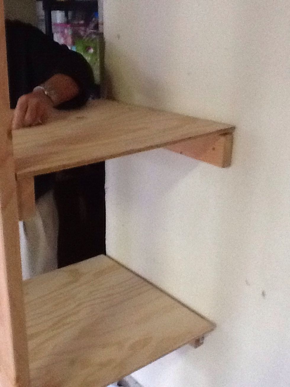 Place the cut shelves onto the braces.