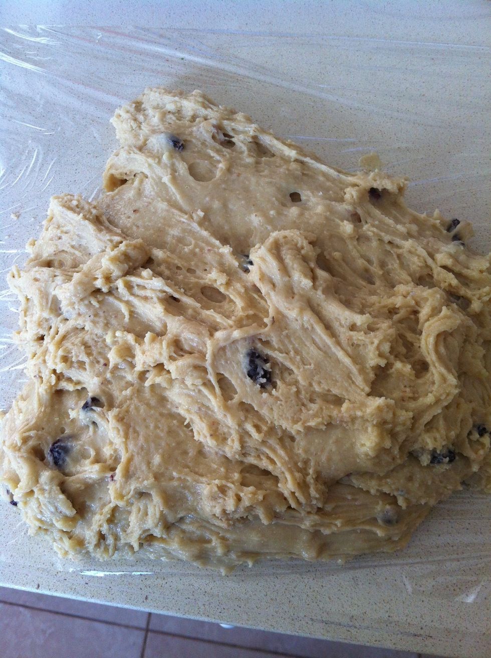 Place the dough on a nylon wrapping and wrap it while creating a roll