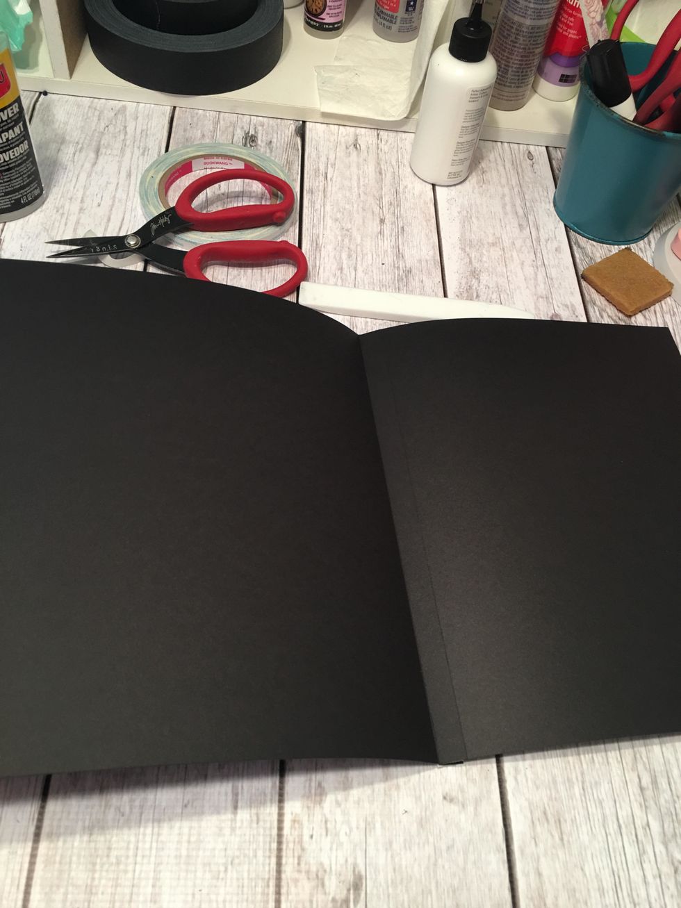 Place the first page down with the hinge folded under on the left side, attach the second page on top of the first page line up the hinge fold line and then attach the third page on top.