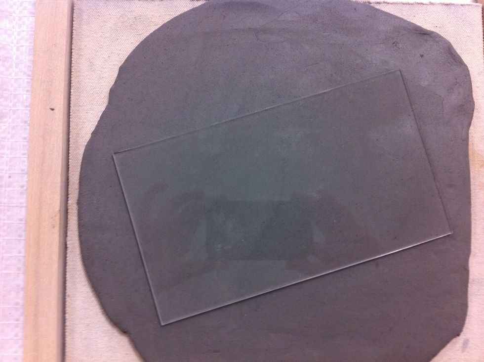 Place the inside template on the clay and make sure that you will have at least a one inch border around the template..