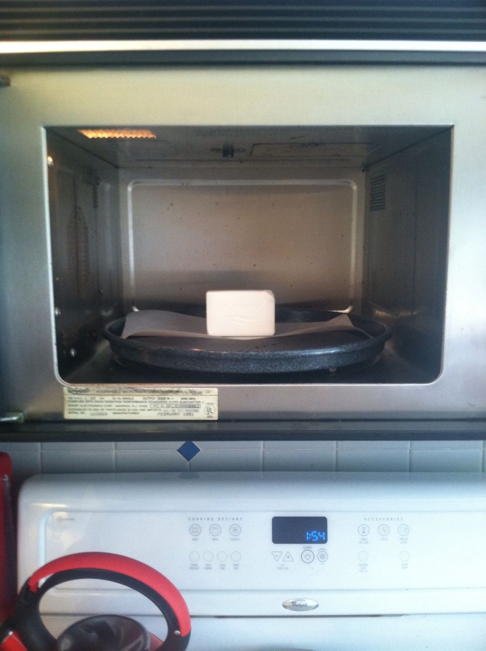 Place the Ivory soap on top of the paper in the microwave. Set the timer for 2 minutes!