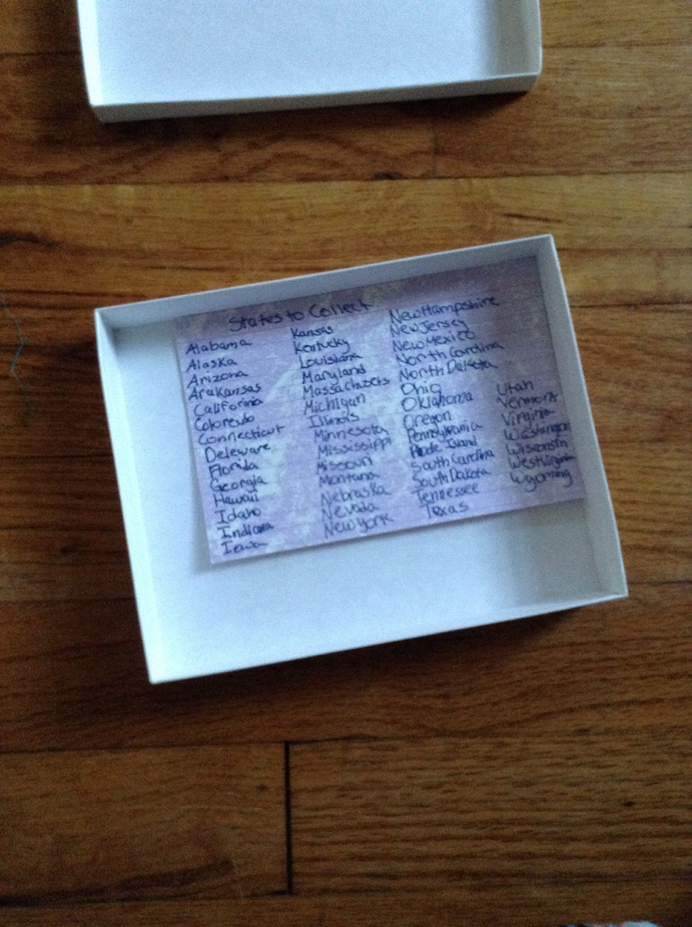 Place the list in the box.