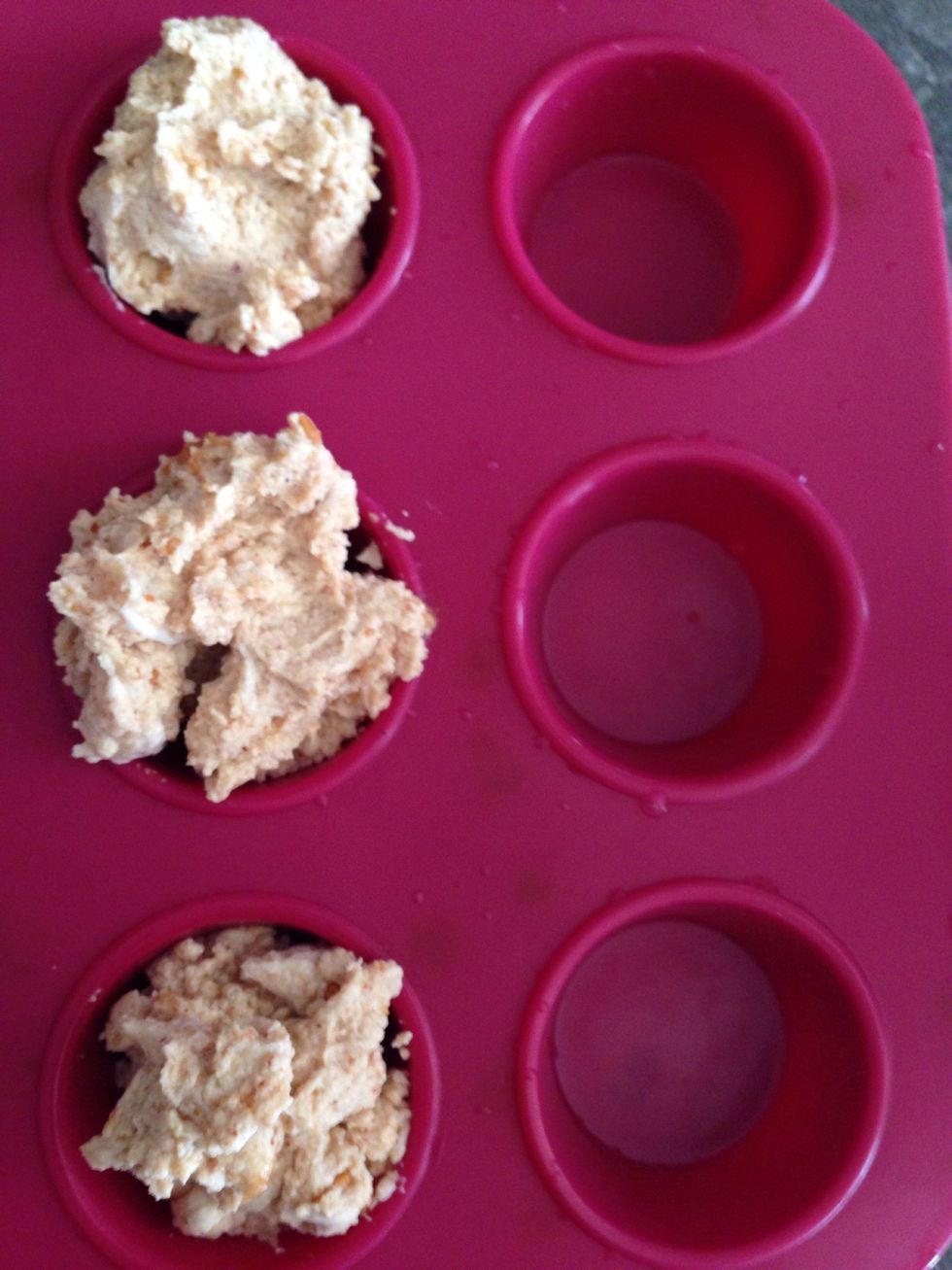 Place the mix in a freeze proof container. You can choose if you want to make large or small treats, and any shape you want! Maybe some cute bone-shape treats \ud83d\ude0a